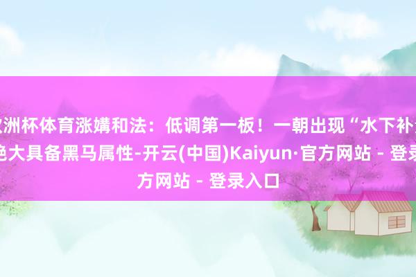 欧洲杯体育涨媾和法：低调第一板！一朝出现“水下补量”，绝大具备黑马属性-开云(中国)Kaiyun·官方网站 - 登录入口