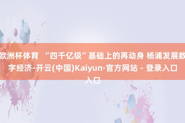 欧洲杯体育  “四千亿级”基础上的再动身 杨浦发展数字经济-开云(中国)Kaiyun·官方网站 - 登录入口