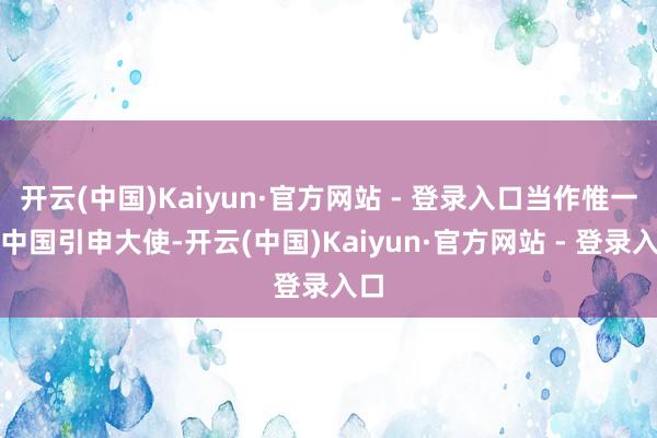 开云(中国)Kaiyun·官方网站 - 登录入口当作惟一的中国引申大使-开云(中国)Kaiyun·官方网站 - 登录入口